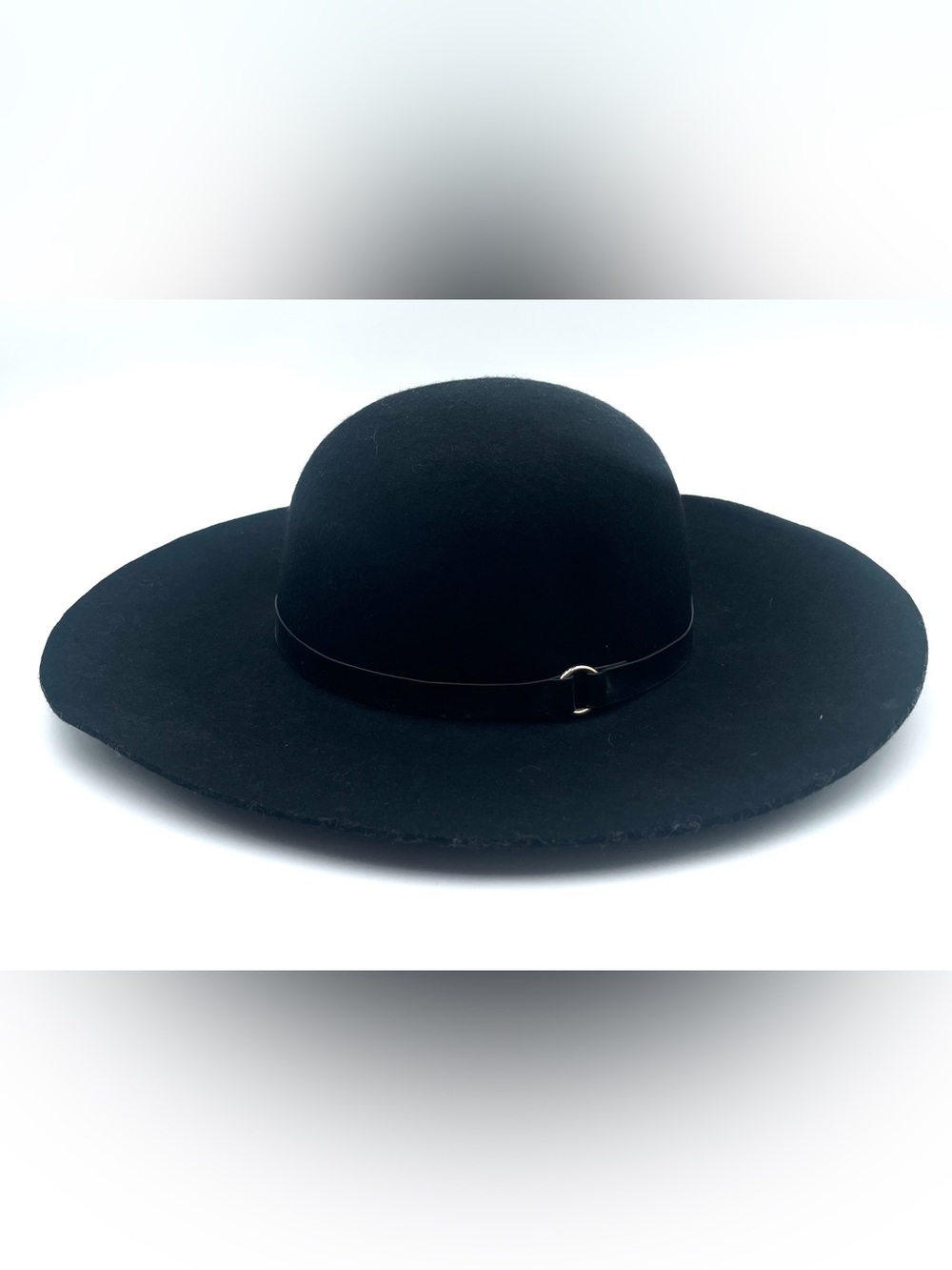 D&Y Black Wide Brim Wool Felt Hat with Slim Band